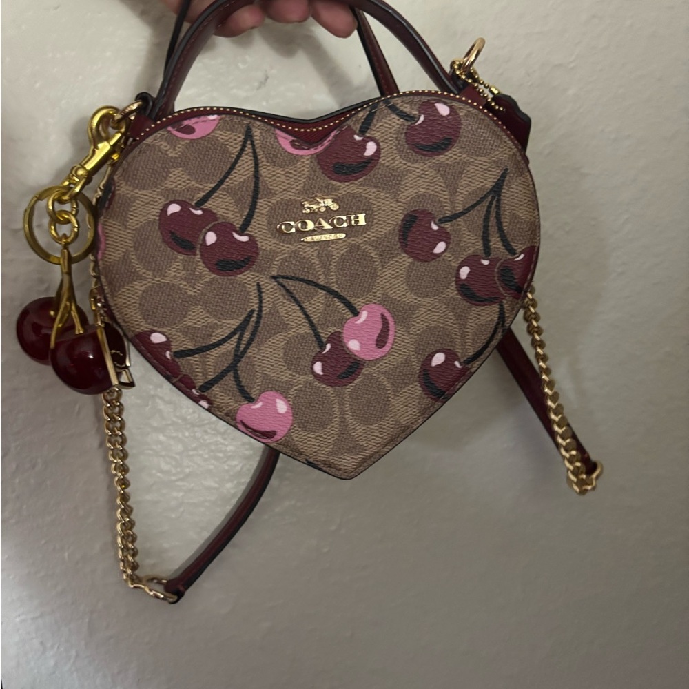 ✨Coach Heart Crossbody Bag – Cherry Print – Signature Canvas ✨
